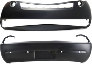 Front and Rear Bumper Cover Set for 2012-2014 Dodge Challenger, Primed (Ready to Paint), Replacement