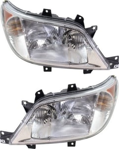 Headlight Assembly for 2002-2006 Dodge/Dodge/Freightliner Sprinter Van, Right Passenger and Left Driver, Halogen, without Fog Lights, Replacement Set