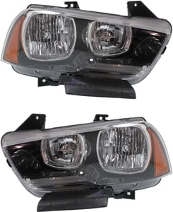 Headlight Assembly for 2011-2014 Charger, Right Passenger and Left Driver, Halogen Pair/Set Replacement