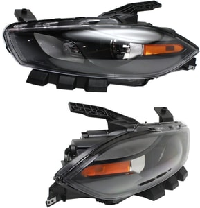 Headlight Replacement for Dodge Dart 2013-2016, Left Driver and Right Passenger Side, Lens and Housing, Xenon, without HID Pair/Set, Black Interior