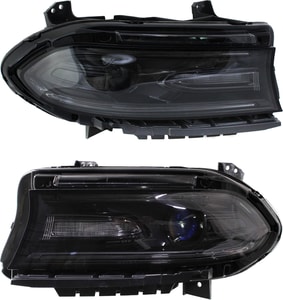 Headlight Assembly Pair/Set for Dodge Charger 2015-2016, Right Passenger and Left Driver, Halogen with LED Daytime Running Light, fits LHD/RHD Optics, Replacement
