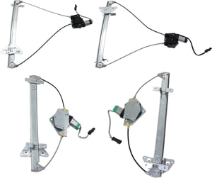Front and Rear Window Regulator Pair/Set for 2000-2004 Dakota Quad Cab, 2001-2003 Durango, Right Passenger and Left Driver, Power, with Motor, Replacement