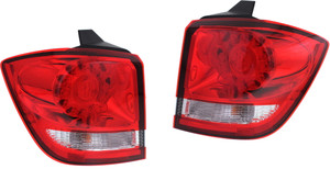 Tail Light Pair/Set for Dodge Journey 2009-2020, Right Passenger and Left Driver, Outer, Clear & Red Lens with Chrome Interior, Replacement