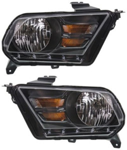 Headlight Assembly Pair/Set for Ford Mustang GT/Boss 302 Model, 2010-2014, Right Passenger and Left Driver, Halogen, Replacement