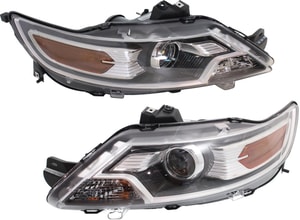 Pair/Set - Headlight Assembly Pair/Set for Ford Taurus 2010-2012, Right Passenger and Left Driver, Halogen, Projector Type, Excludes SHO Models, Replacement