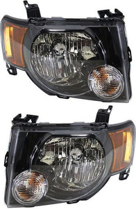 Headlight Assembly Pair/Set for Ford Escape 2009-2012, Right Passenger and Left Driver, Halogen, Dark Interior, with Sport Appearance Package, From 12-2-2008, XLT Model Replacement