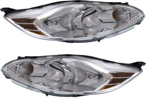 Headlight Assembly Pair/Set for 2011-2013 Ford Fiesta, Right Passenger and Left Driver, Halogen, Compatible with Hatchback/Sedan, Replacement