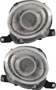 Headlight Assembly Pair/Set for Fiat 500 2012-2019, Halogen, Right Passenger and Left Driver, Without Black Trim, Replacement