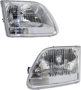 Pair/Set - Headlight Assembly for 2001-2003 Ford F-150 & 2004 F-150 Heritage, Right Passenger and Left Driver, Halogen, 2001-2004 Style, Replacement