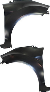 Front Fender Pair/Set for 2011-2019 Ford Fiesta, Right Passenger and Left Driver, Primed (Ready to Paint), Excludes ST Model, Fits Hatchback without Rocker Moldings and Sedan. Replacement