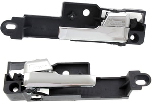 Front Interior Door Handle Pair/Set for 2006-2012 Ford Fusion, Right Passenger and Left Driver, All Chrome, Plastic, Replacement