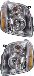 Pair/Set - Headlight Assembly for GMC Yukon 2007-2014, Right Passenger and Left Driver, Halogen, Denali Model Replacement