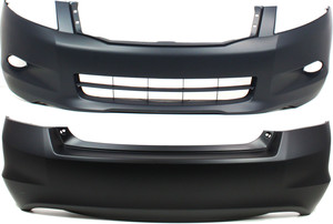 Front and Rear Bumper Cover Set for 2008-2010 Honda Accord, Primed (Ready to Paint), Suitable for 6-Cylinder Sedan, Replacement
