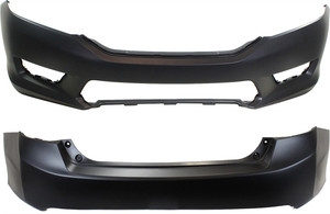 Front and Rear Bumper Cover Set for 2013-2015 Honda Accord Sedan, Primed (Ready to Paint), Replacement
