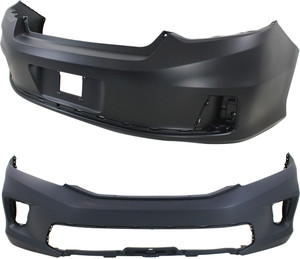 Front and Rear Bumper Cover for Honda Accord 2013-2015, Primed (Ready to Paint), Coupe, Replacement Set