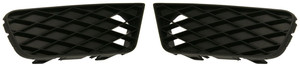 Front Fog Light Cover Pair/Set for 2009-2011 Honda Civic Sedan, Right Passenger and Left Driver, Outer, Lower, Black, with Fog Light Hole, Replacement