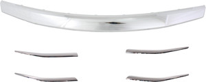 Grille Molding Pair/Set for Honda Accord 2011-2012, Pair/Set of 5, Right Passenger and Left Driver, Upper, Lower and Center, Chrome, Sedan Replacement