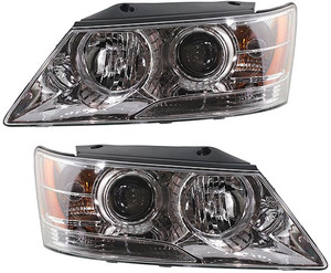 Headlight Assembly for 2009-2010 Hyundai Sonata, Right Passenger and Left Driver Side, Halogen, Replacement Pair/Set 