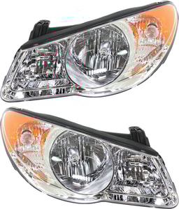 Headlight Assembly Pair/Set for Hyundai Elantra 2007-2010, Includes Right Passenger and Left Driver Halogen Headlights, Replacement