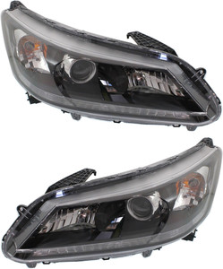 Headlight Assembly for Honda Accord 2013-2015 4 Cylinder EX/EX-L/LX/Sport Sedan Models, Halogen, Right Passenger and Left Driver Replacement Pair/Set