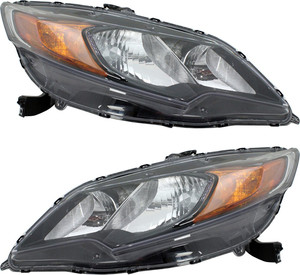 Headlight Assembly Pair/Set for 2014-2015 Honda Civic Coupe, Includes Right Passenger and Left Driver Halogen Headlights, Replacement