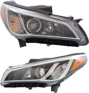 Headlight Assembly Pair/Set for Hyundai Sonata 2015-2017 Sedan, Halogen, without Daytime Running Light, Right Passenger and Left Driver, without Tech and Ultimate Package, Replacement