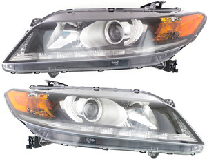 Headlight Assembly Pair/Set for Honda Accord Coupe 2013-2015, Halogen, 6 Cylinder, Right Passenger and Left Driver Replacement