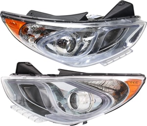 Headlight Assembly for Hyundai Sonata Sedan 2011-2015, Right Passenger and Left Driver, Halogen, Replacement Pair/Set