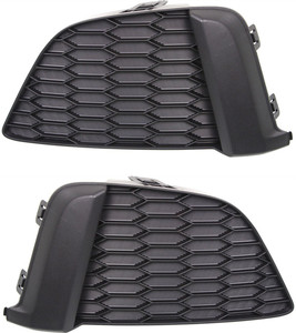 Pair/Set - Front Fog Light Cover for 2015-2017 Honda Fit, Right Passenger and Left Driver, Textured Black without Fog Light Hole, Replacement Set