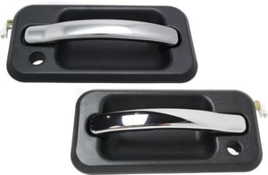 Front Exterior Door Handle Pair/Set for 2003-2009 Hummer H2, Right Passenger and Left Driver, Textured Black Bezel, Chrome Lever, with Keyhole, Replacement