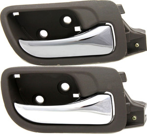 Front and Rear Door Handle Set for 2003-2007 Honda Accord Sedan - Right Passenger, Inside, Chrome Lever + Brown (Taupe) Bezel, Plastic, Replacement