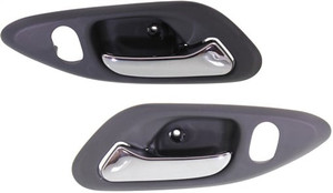 Front Door Handle Pair/Set for Honda Accord 1998-2002, Right Passenger and Left Driver, Inside, Chrome Light Gray, Coupe, Replacement