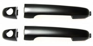 Front Exterior Door Handle Pair/Set for 2006-2012 Hyundai Elantra, Right Passenger=Left Driver, Primed (Ready to Paint), with Keyhole (Handle+Cover), Replacement