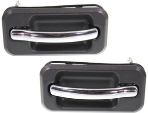 Replacement Rear Exterior Door Handle Pair/Set for Hummer H2 2003-2009, Right Passenger and Left Driver, Textured Black Bezel with Chrome Lever