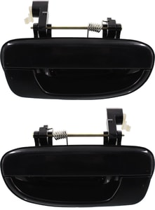 Rear Exterior Door Handle Pair/Set for 2000-2006 Hyundai Accent, Right Passenger and Left Driver, Smooth Black, Hatchback/Sedan Replacement