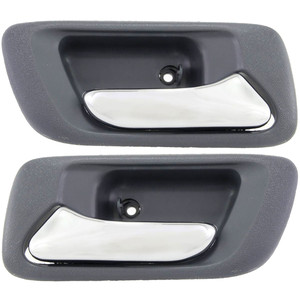 Rear Door Handle Pair/Set for 1998-2002 Honda Accord, Right Passenger and Left Driver, Inside Handle with Chrome Lever and Gray Housing, Sedan, Without Hole, Replacement