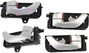 Front and Rear Door Handle Pair/Set for 2006-2007 Hyundai Sonata, Right Passenger and Left Driver, Inside, Painted Silver, Replacement Pair/Set