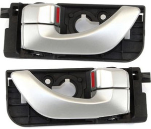 Rear Interior Door Handle Pair/Set for 2006-2007 Hyundai Sonata, Right Passenger and Left Driver, Painted Silver Replacement