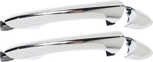 Rear Door Handle Pair/Set for Hyundai Sonata 2011-2015, Right Passenger and Left Driver, Outside, All Chrome, Without Keyhole and Smart Key, Replacement