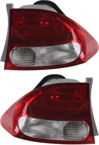 Tail Light Pair/Set for Honda Civic Sedan 2009-2011, Right Passenger and Left Driver Outer Lens and Housing Replacement