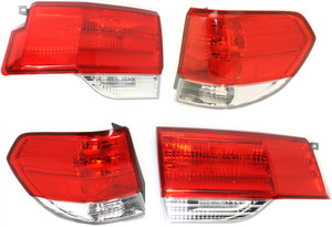 Inner and Outer Tail Light Pair/Set for 2008-2010 Honda Odyssey, Right Passenger and Left Driver Side Replacement