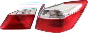 Tail Light Set for Honda Accord 2013-2015, Right Passenger Side, Inner and Outer, Clear & Red Lens, Replacement Set