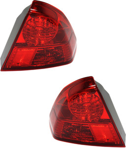Tail Light Pair/Set for 2003-2005 Honda Civic Sedan, Japan Built Vehicle, Outer Lens and Housing, Right Passenger and Left Driver Replacement