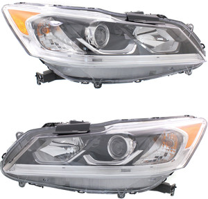 Pair/Set - Headlight Assembly for 2016-2017 Honda Accord LX Model, Halogen, Right Passenger and Left Driver Replacement Set