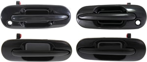 Exterior Front and Rear Door Handle Pair/Set for Honda CR-V 1997-2001, Right Passenger and Left Driver, Smooth Black Replacement