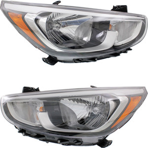 Headlight Assembly for Hyundai Accent 2015-2017, Right Passenger and Left Driver, Halogen, Replacement Pair/Set