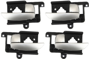 Interior Door Handle Pair/Set of 4 for Hyundai Elantra 2007-2010, Front and Rear, Right Passenger and Left Driver, Painted Silver Lever, Sedan Replacement