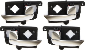 Interior Door Handle Pair/Set of 4 for 2007-2010 Hyundai Elantra, Front and Rear, Right Passenger and Left Driver, Chrome, Sedan, Replacement