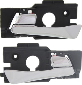 Front Interior Door Handle Pair/Set for Hyundai Accent 2012-2017, Right Passenger and Left Driver, Metal Grain Finish (Chrome), Plastic, Suitable for Hatchback/Sedan, Replacement