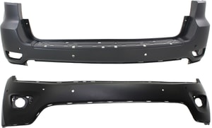 Front and Rear Bumper Cover Set for 2014-2015 Jeep Grand Cherokee, Primed (Ready to Paint), Excludes SRT-8 Model Replacement